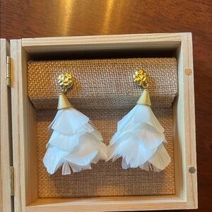 White Goose Feather Earrings